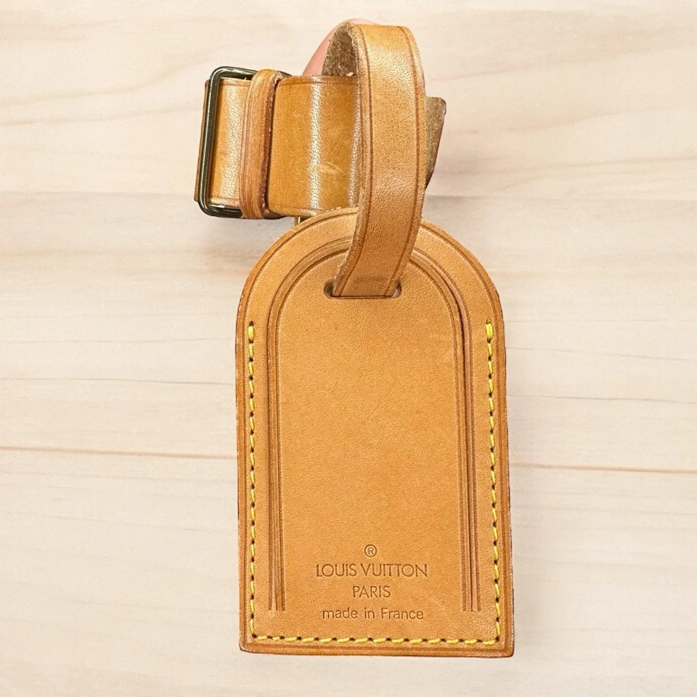 Authentic Louis Vuitton Vachetta Leather Large Luggage Tag with Poignet